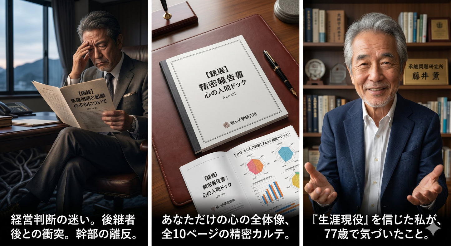 【先着50名限定・モニター特別価格】経営者のための「心の人間ドック」（根っ子学130問精密診断）